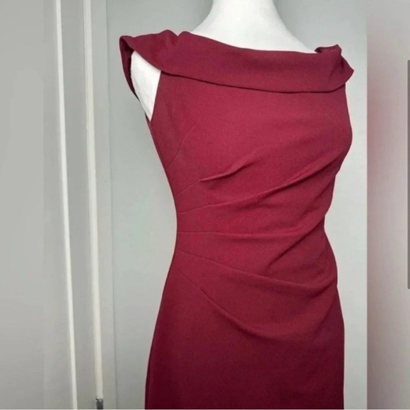 David’s Bridal (DB Studio) Off-the-Shoulder Stretch Crepe Ruched Dress - Picture 3 of 6